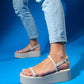 Lina - Beige Chunky Platform Sandal (Women)
