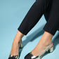 S3 - Gold-Black Closed Toe Block Heel Sandal (Women)