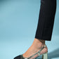 S3 - Gold-Black Closed Toe Block Heel Sandal (Women)