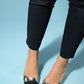S3 - Gold-Black Closed Toe Block Heel Sandal (Women)