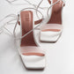 Rhea White Block Heel Sandal (Women)