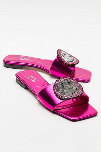 Yavn Fuchsia Jeweled Flat Sandal
