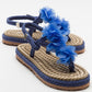 SANTRA Navy Lace-Up Thong Sandals (Women)