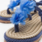 SANTRA Navy Lace-Up Thong Sandals (Women)