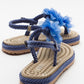 SANTRA Navy Lace-Up Thong Sandals (Women)