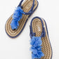 SANTRA Navy Lace-Up Thong Sandals (Women)