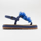 SANTRA Navy Lace-Up Thong Sandals (Women)