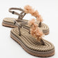 SANTRA Dark Beige Lace-Up Thong Sandals (Women)