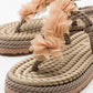 SANTRA Dark Beige Lace-Up Thong Sandals (Women)