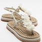 SANTRA Beige Lace-Up Thong Sandals (Women)