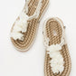 SANTRA Beige Lace-Up Thong Sandals (Women)