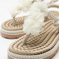SANTRA Beige Lace-Up Thong Sandals (Women)