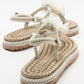 SANTRA Beige Lace-Up Thong Sandals (Women)