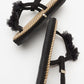 SANTRA Black Lace-Up Thong Sandals (Women)