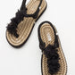 SANTRA Black Lace-Up Thong Sandals (Women)