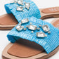 Norve - Baby Blue Woven Stone-Embellished Slide (Women)