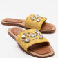 Norve - Yellow Woven Embellished Slide (Women)