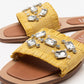 Norve - Yellow Woven Embellished Slide (Women)