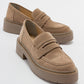 Josie - Beige Suede Loafers