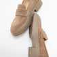 Josie - Beige Suede Loafers