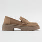 Josie - Beige Suede Loafers