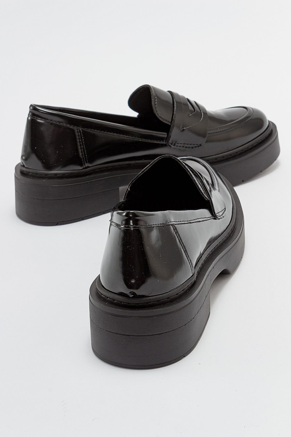 Josie - Black Patent Platform Loafers – Prologue Shoes