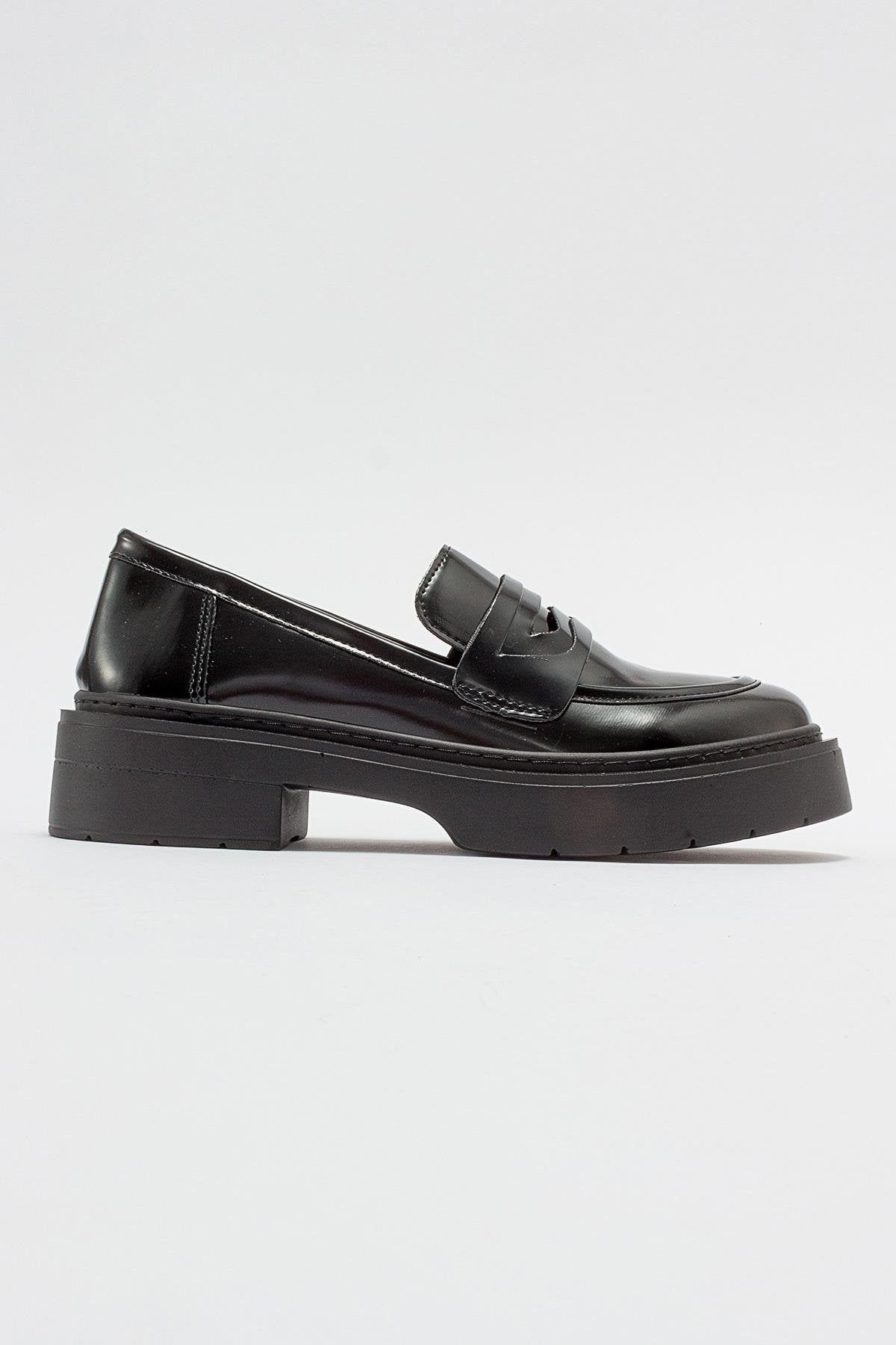 Josie - Black Patent Platform Loafers – Prologue Shoes