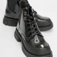 Challo - Black Lace-Up Elastic Ankle Boot (Women)