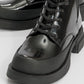 Challo - Black Lace-Up Elastic Ankle Boot (Women)