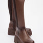 Solo - Brown Elastic Platform Heel Boot (Women)