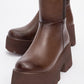 Solo - Brown Elastic Platform Heel Boot (Women)