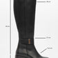 Moreni - Black Stretch Detail Buckle Block Heel Knee-High Boot (Women)