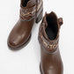Boliva - Brown Belted Chain Block Heel Boot (Women)