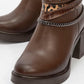 Boliva - Brown Belted Chain Block Heel Boot (Women)
