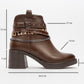 Boliva - Brown Belted Chain Block Heel Boot (Women)