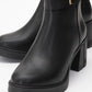 Rashe - Black Buckled Block Heel Boot (Women)