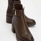 Rashe Block Heel Boot - Brown Buckled