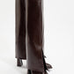 Aja - Burgundy Red Block Heel Convertible Knee-high Boot (women)