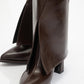 Aja - Brown Block Heel Convertible Knee-High Boot (Women)