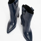 Aja - Navy Block Heel Convertible Knee-High Boot (Women)