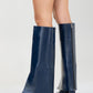 Aja - Navy Block Heel Convertible Knee-High Boot (Women)