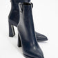 Aja - Navy Block Heel Convertible Knee-High Boot (Women)