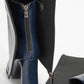 Aja - Navy Block Heel Convertible Knee-High Boot (Women)