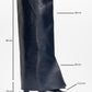 Aja - Navy Block Heel Convertible Knee-High Boot (Women)