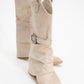 Okus - Beige Buckle Block Heel Ankle Boot (Women)