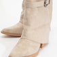 Okus - Beige Buckle Block Heel Ankle Boot (Women)