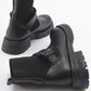 Valon - Black Buckle Knit-Detail Boot (Women)