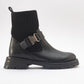 Valon - Black Buckle Knit-Detail Boot (Women)