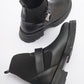 Valon - Black Buckle Knit-Detail Boot (Women)