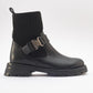 Valon - Black Buckle Knit-Detail Boot (Women)